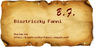Bisztriczky Fanni névjegykártya